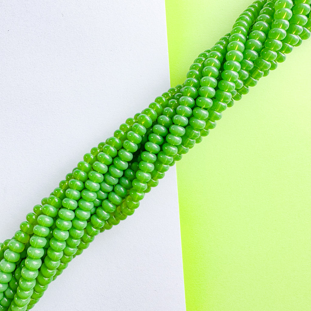 8mm Meadow Green Glass Rondelle Strand Beads, Inc.