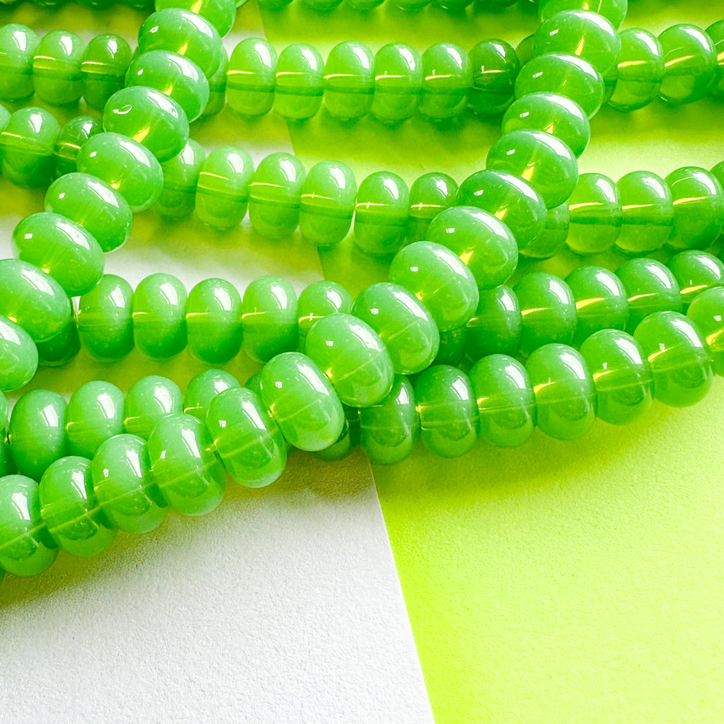 8mm Meadow Green Glass Rondelle Strand Beads, Inc.