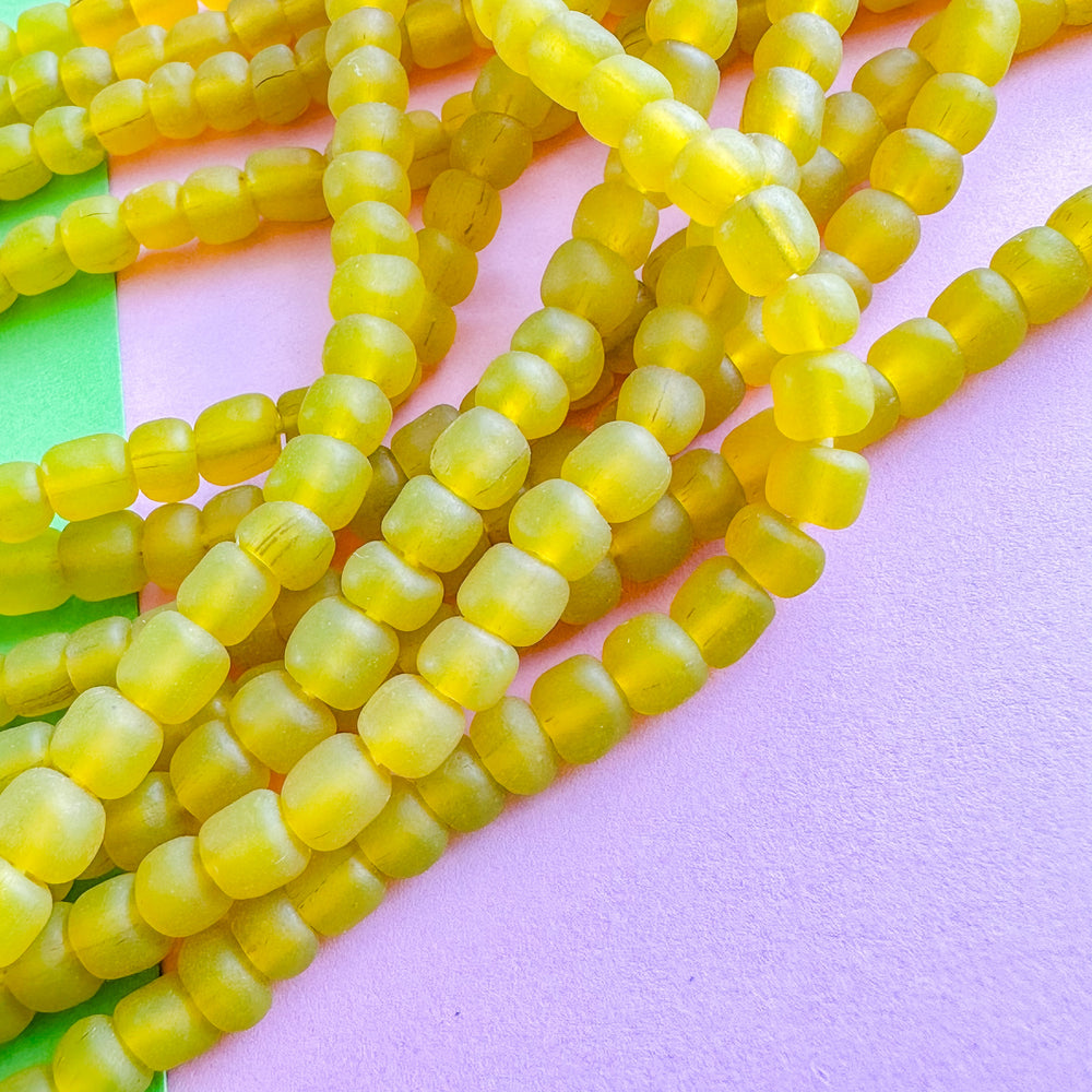 6mm Frosted Yellow Java Glass Strand