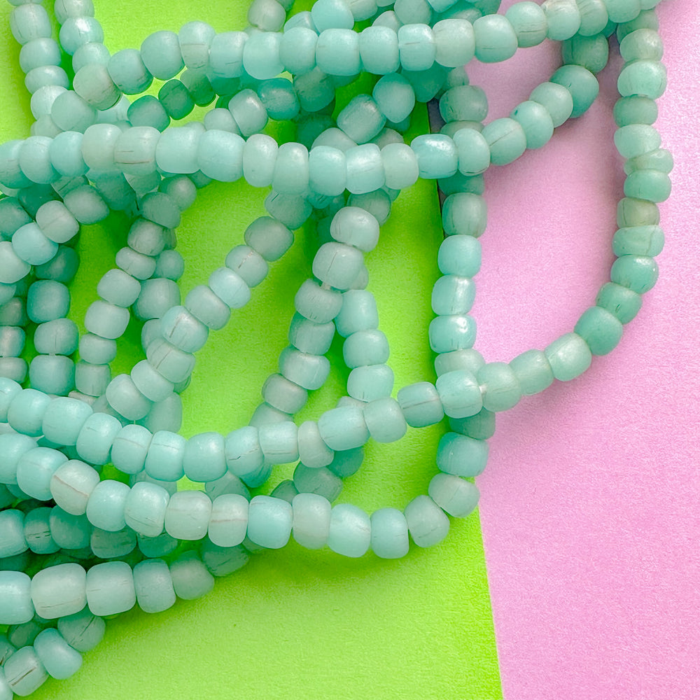 6mm Frosted Spearmint Green Java Glass Strand