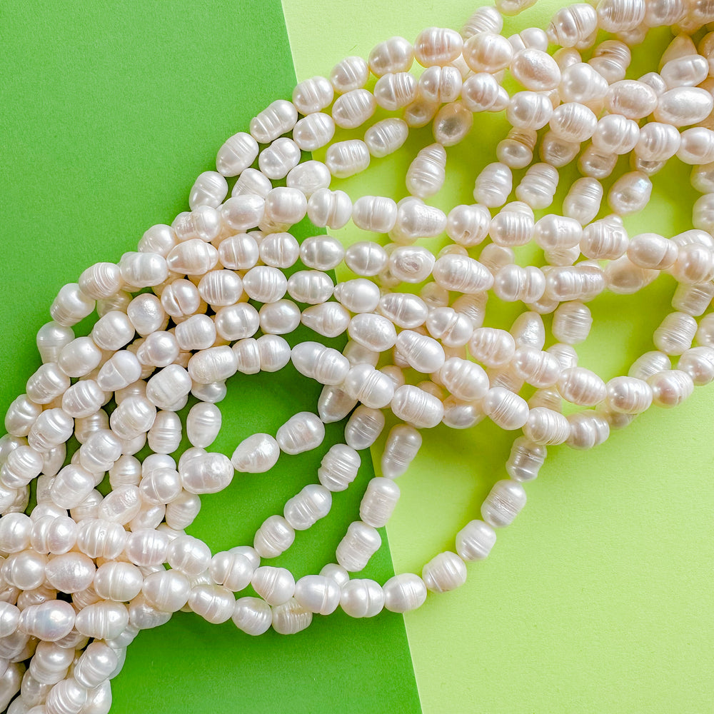 7mm White Freshwater Pearl Rice Strand