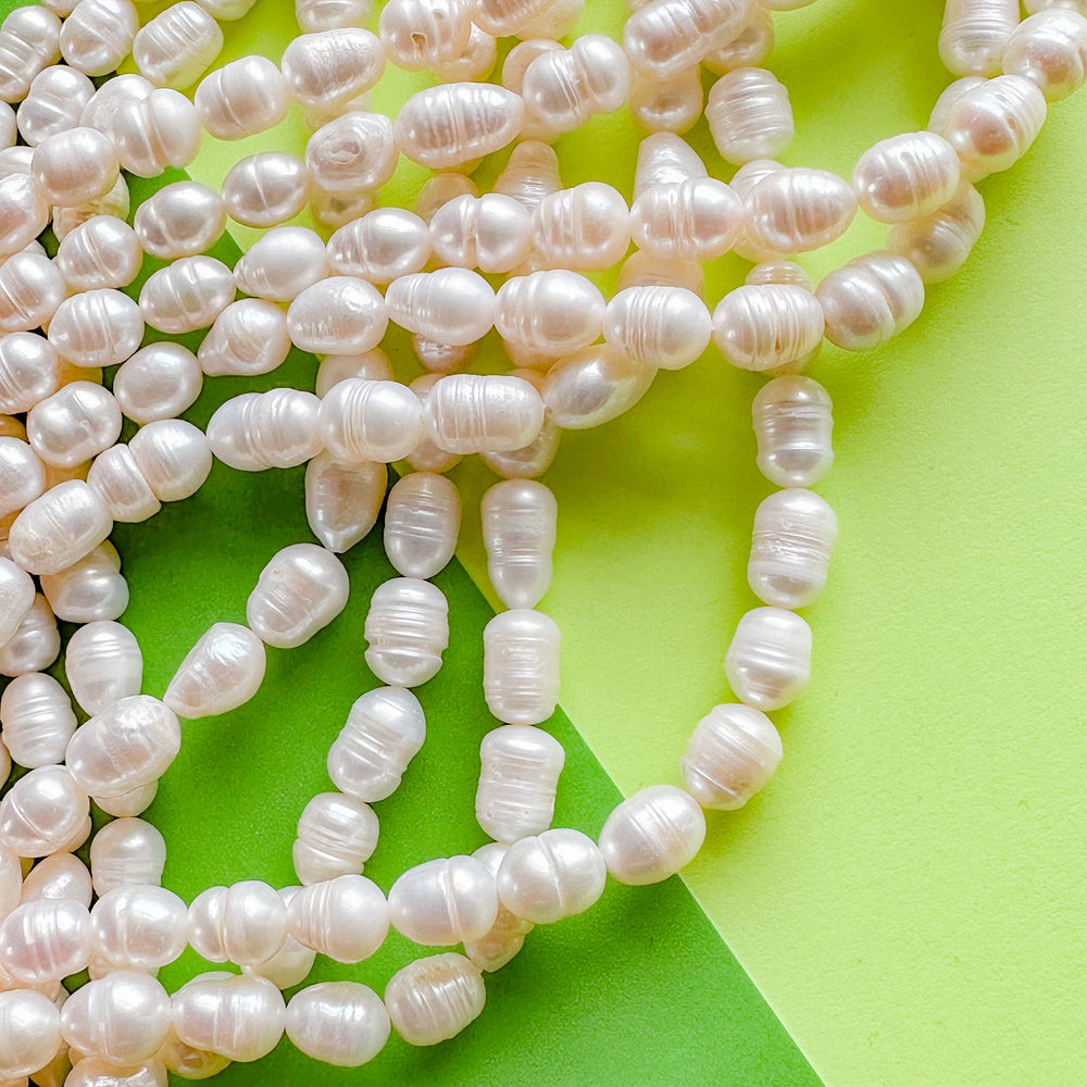 7mm White Freshwater Pearl Rice Strand