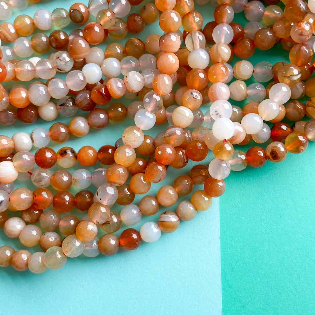 8mm Faceted Carnelian Rounds Strand Beads, Inc.