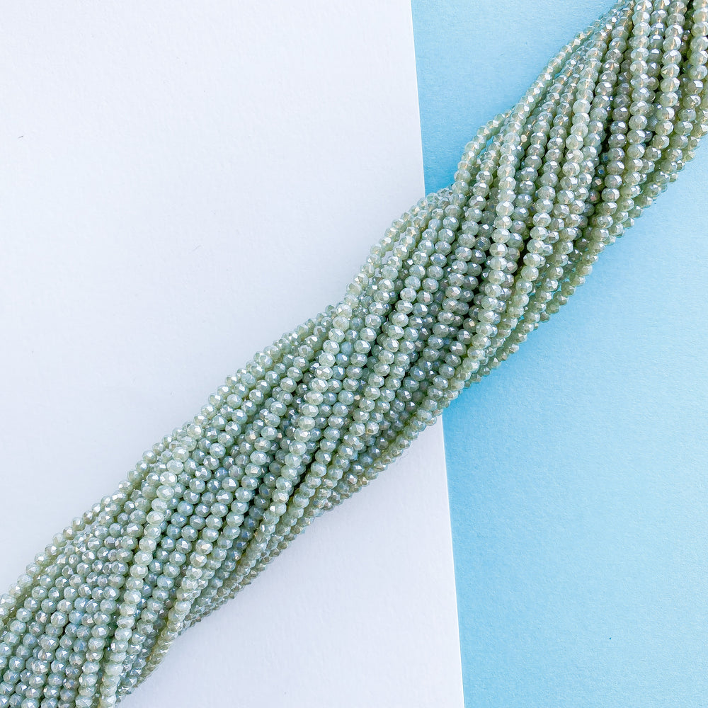 3mm Magic Seafoam Faceted Crystal Rondelle Strand