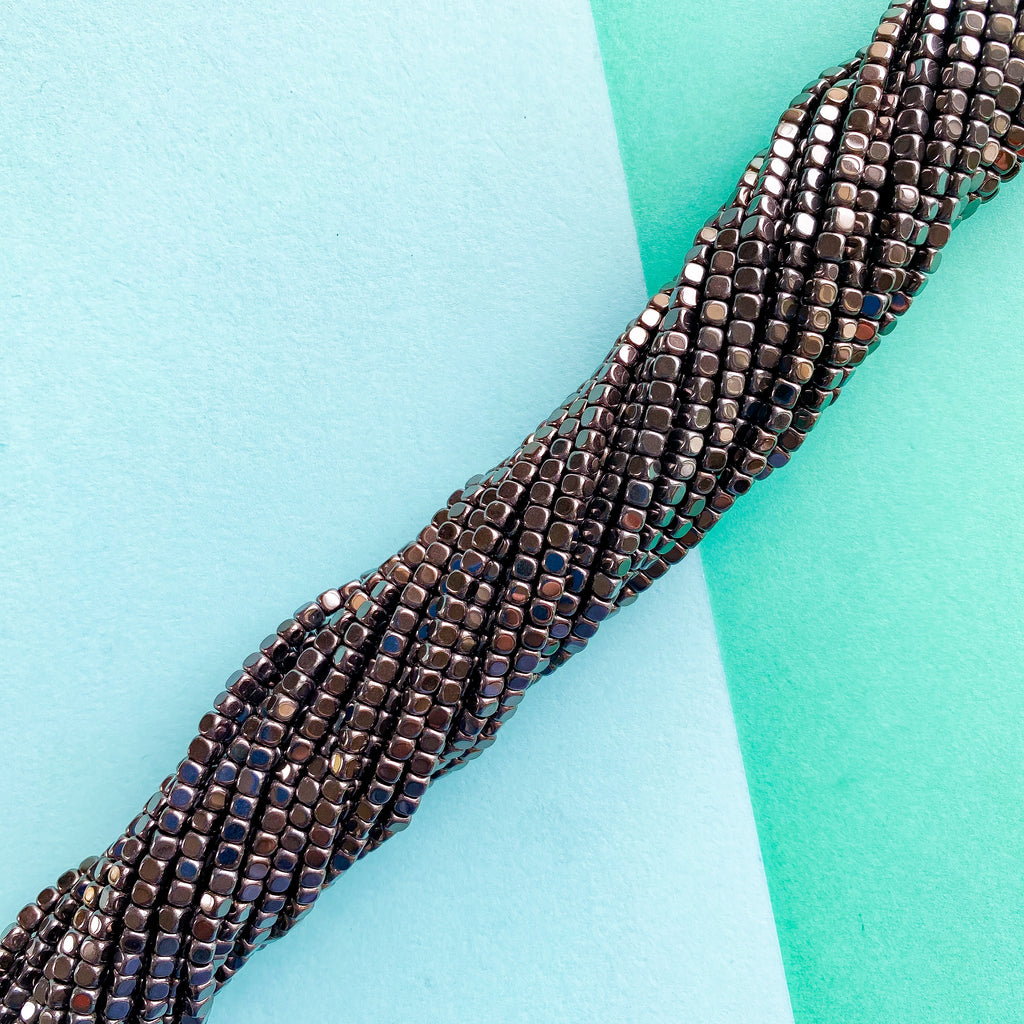 3mm Rounded Cube Hematite Strand Beads, Inc.