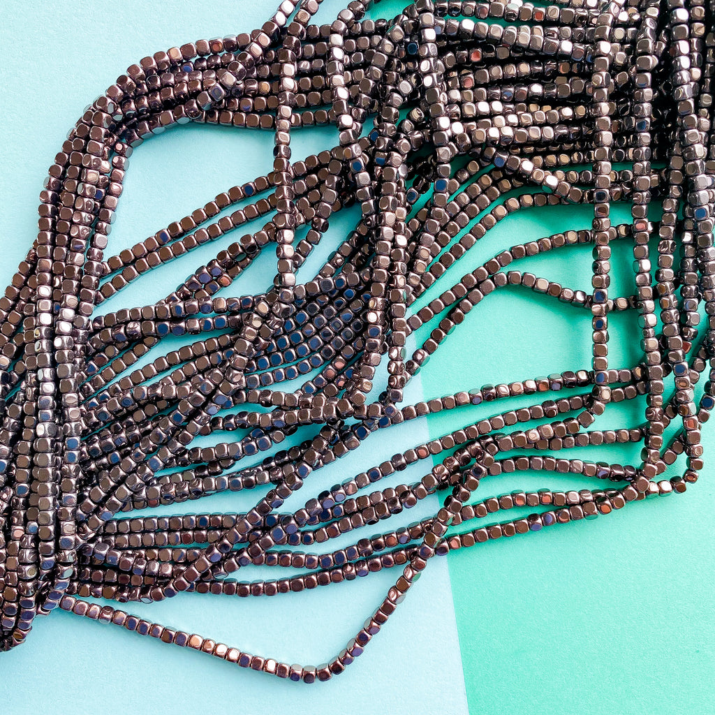 3mm Rounded Cube Hematite Strand Beads, Inc.