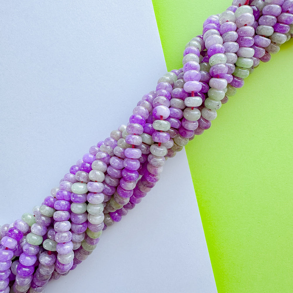 8mm Grape Candy Smooth Dyed Jade Rondelle Strand