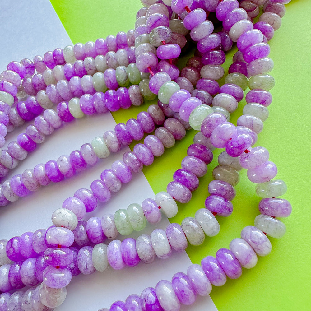 8mm Grape Candy Smooth Dyed Jade Rondelle Strand