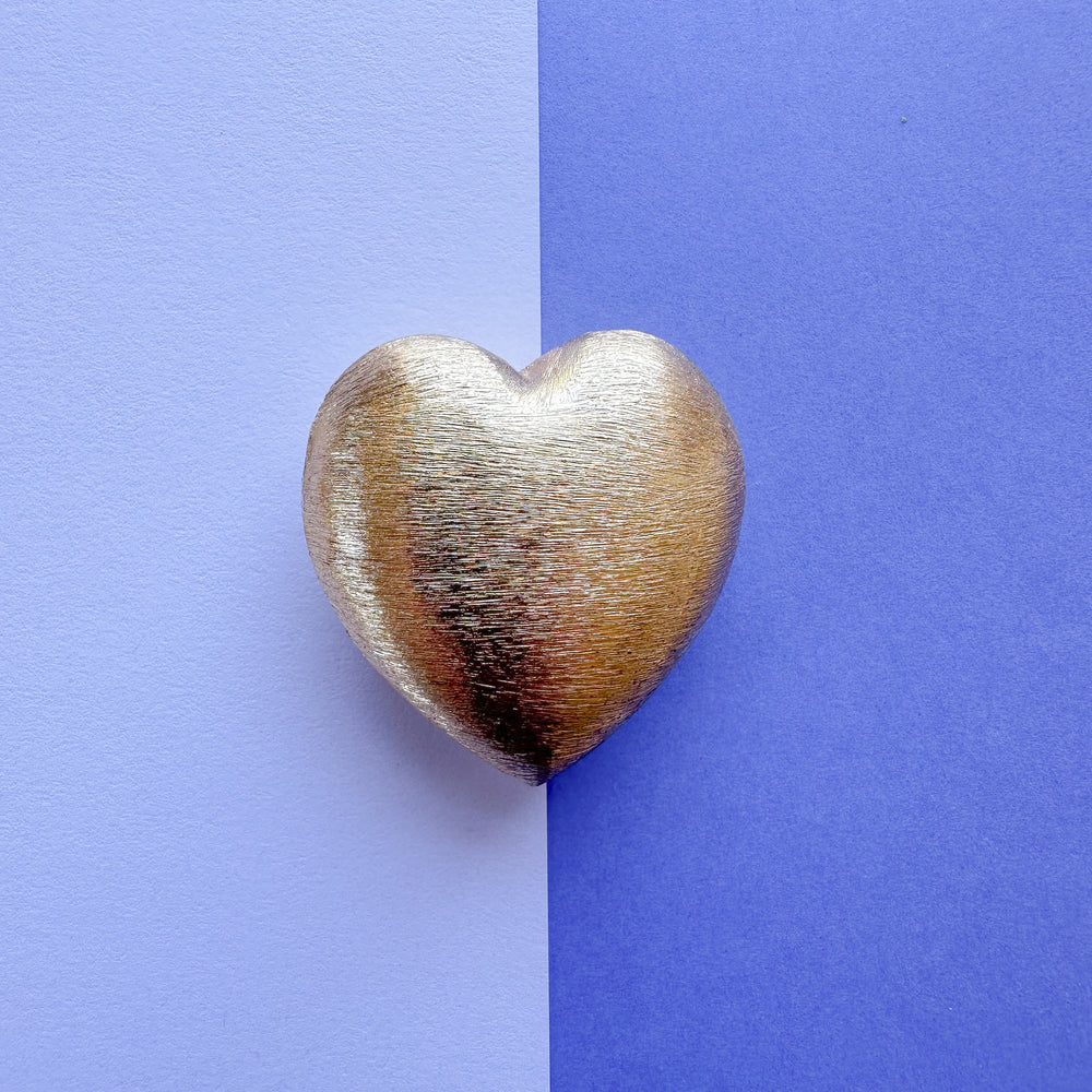 38mm Brushed Gold Puffed Heart Focal Bead
