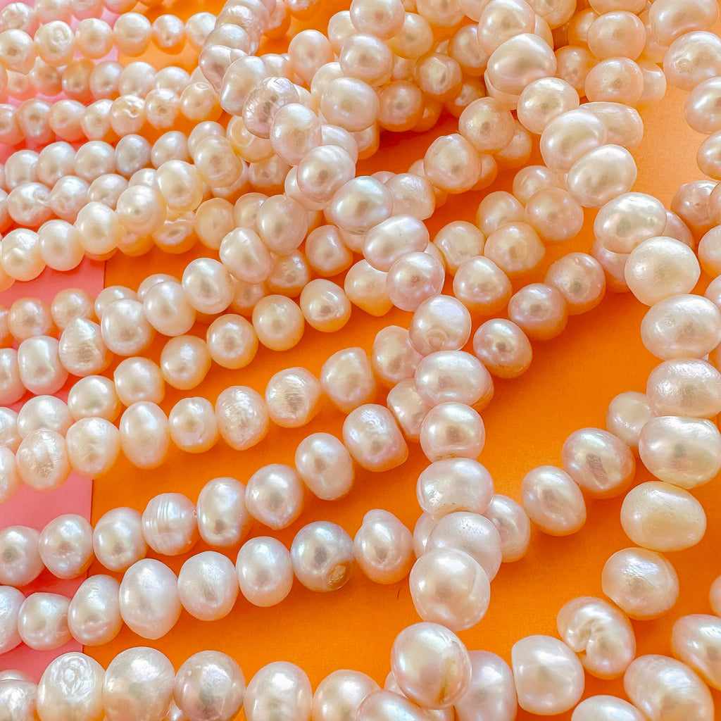 thumbnail image 2 of Peach Freshwater Pearl Beads – Off-Round 6.5-7mm, #66157, New With Tags 2 of 6