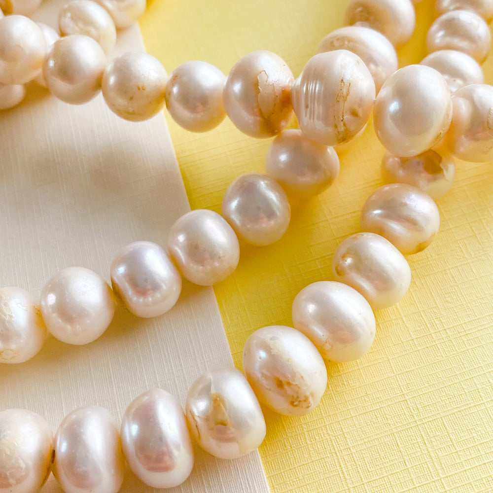 14-10mm Graduated Freshwater Pearl Rondelle Strand