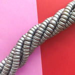 8mm Silver Wood Rondelle Strand