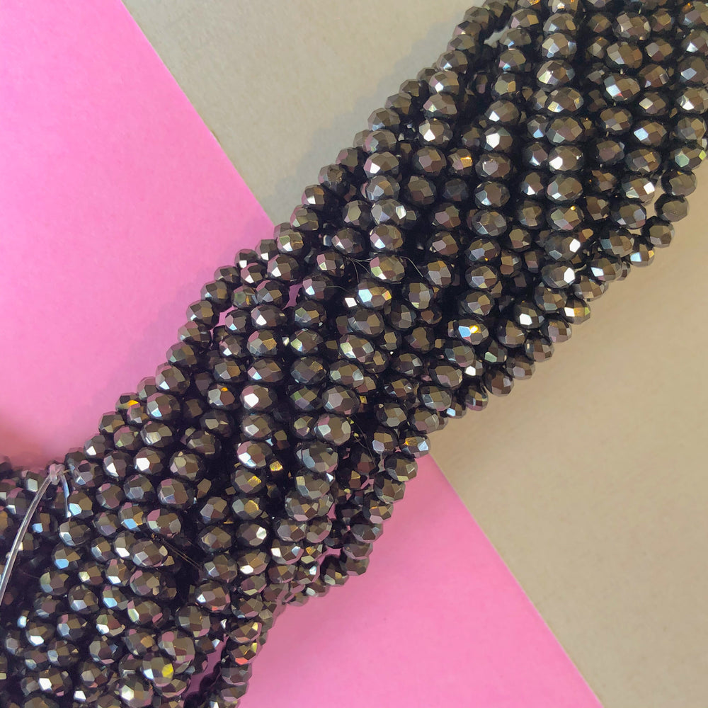 4mm Metallic Graphite Faceted Chinese Crystal Strand