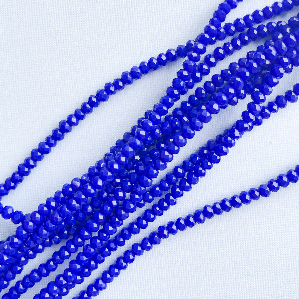 3mm Brilliant Cobalt Opaque Faceted Chinese Crystal Strand