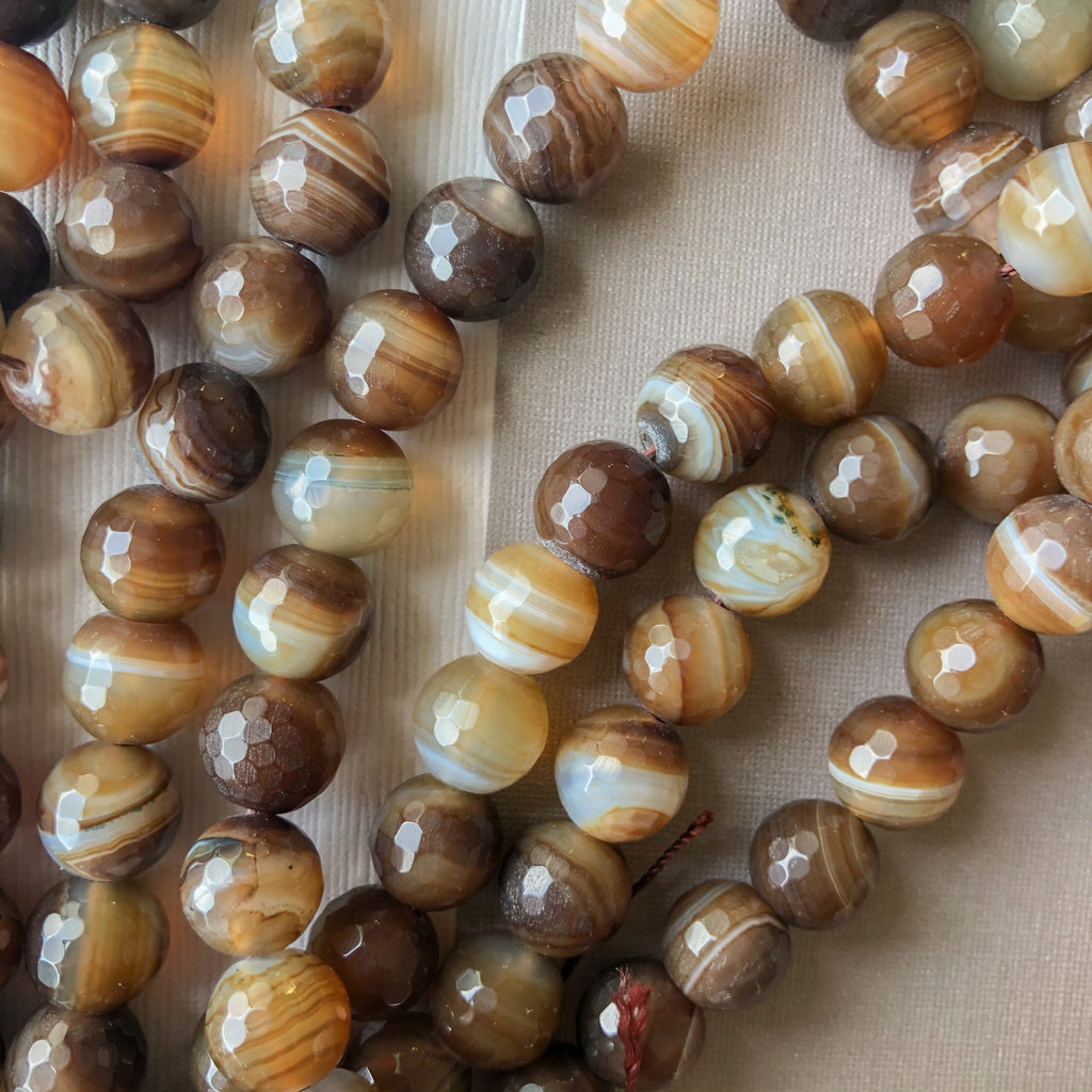 10mm Multicolor Umber Faceted Agate Round Strand – Beads, Inc.