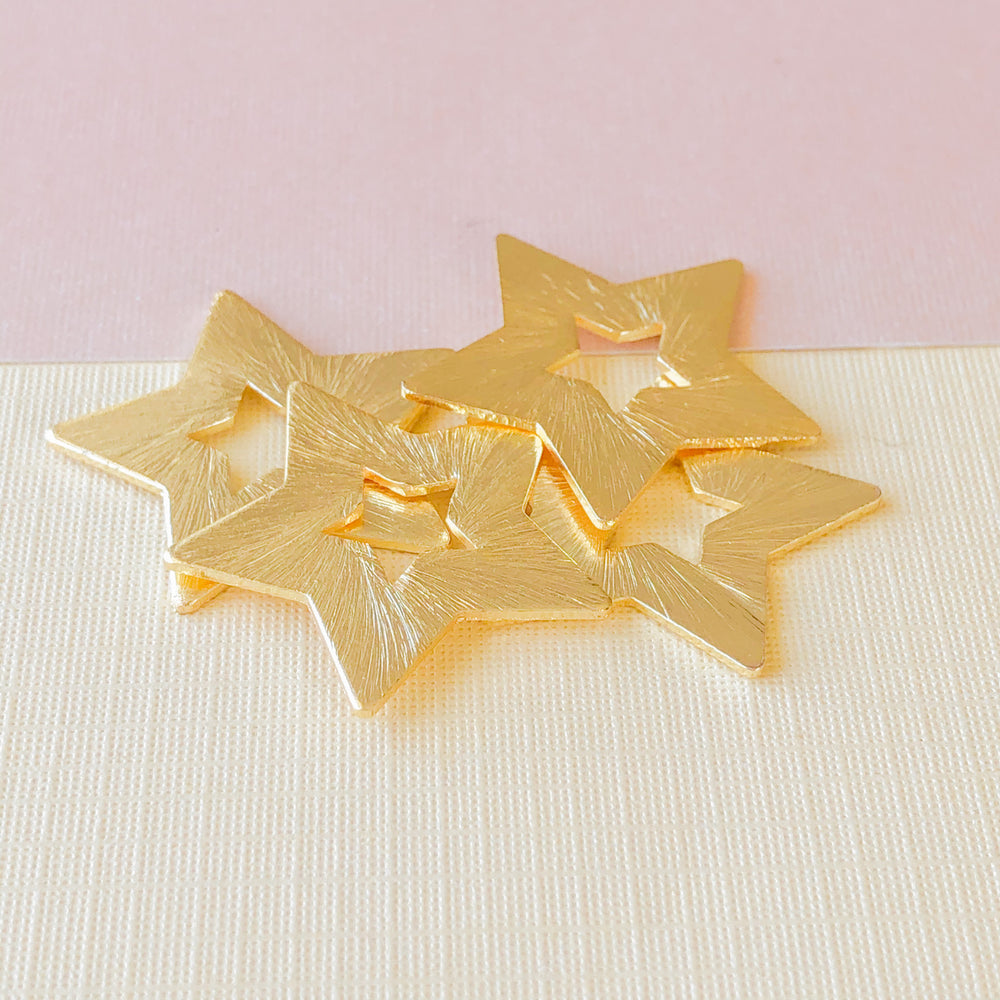 24mm Brushed Gold Star - 4 Pack