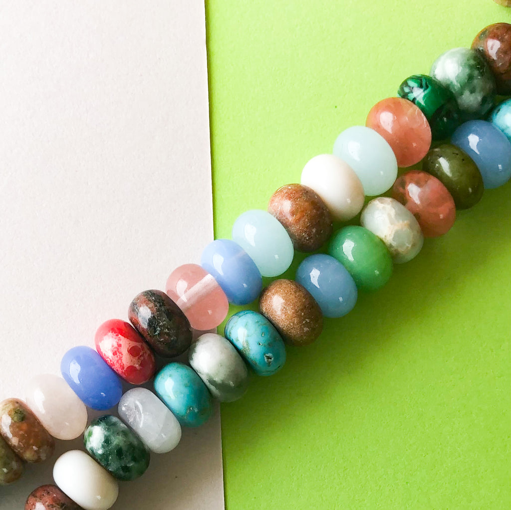 8mm Smooth Mixed Stone Rondelle Stand Beads, Inc.