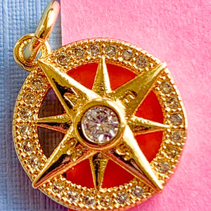 16mm Pave Gold Compass Charm