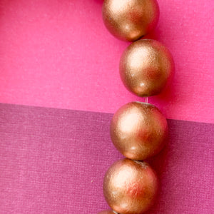 12mm Rose Gold Wood Rounds Strand