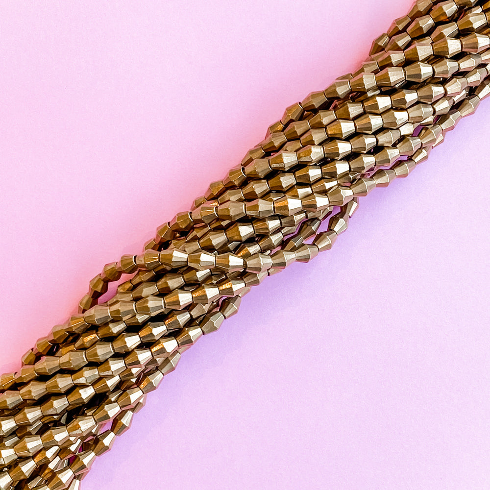 8mm Brass Faceted Marquis Beads
