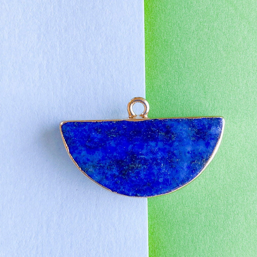 16mm Lapis SemiCircle Gold Bezel Pendant Beads, Inc.