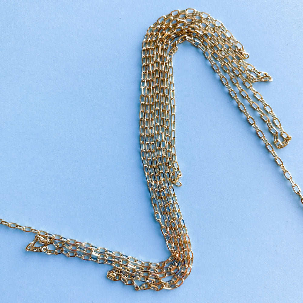 4mm Shiny Gold Paperclip Chain