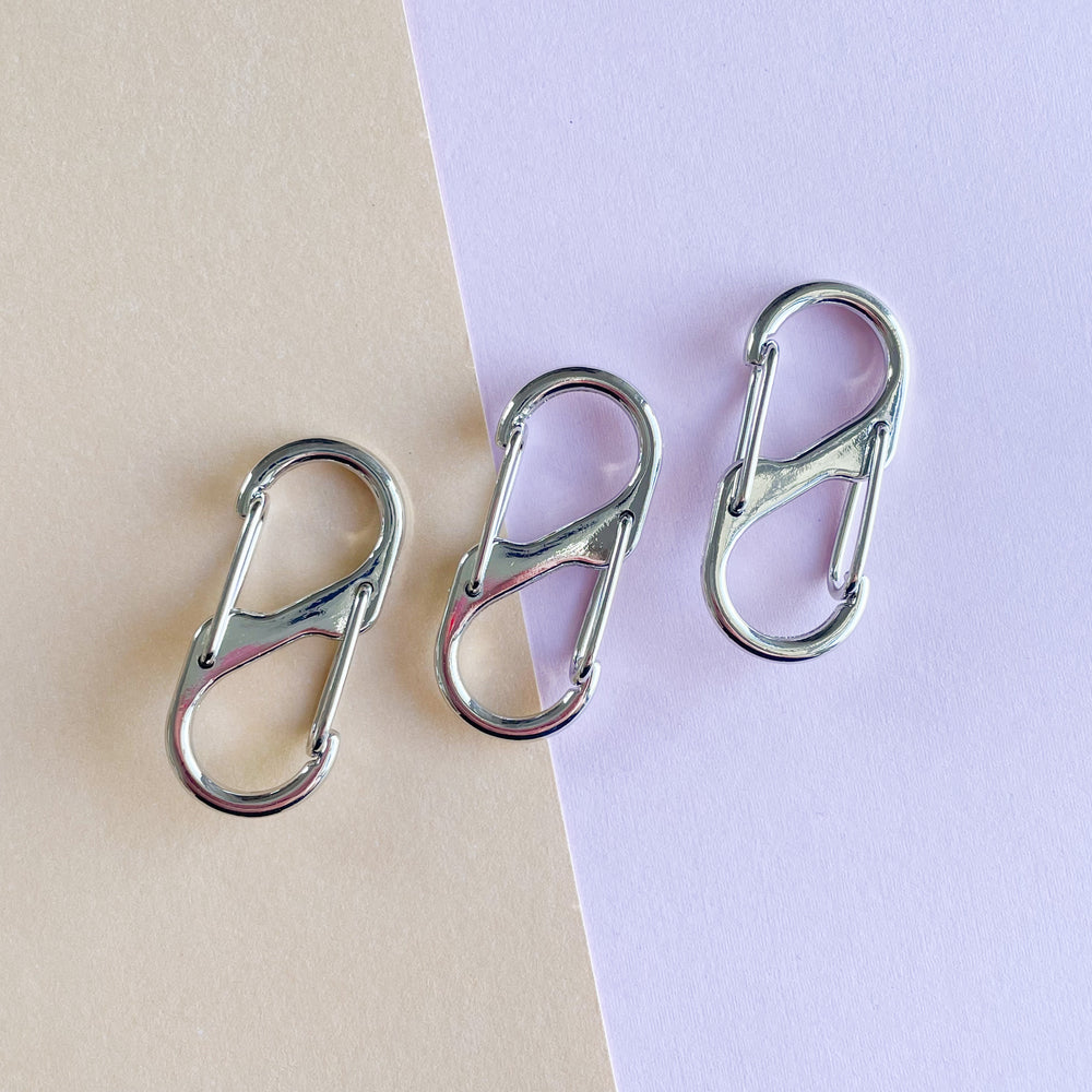 41mm Silver Plated Double Clasp Carabiner Clip