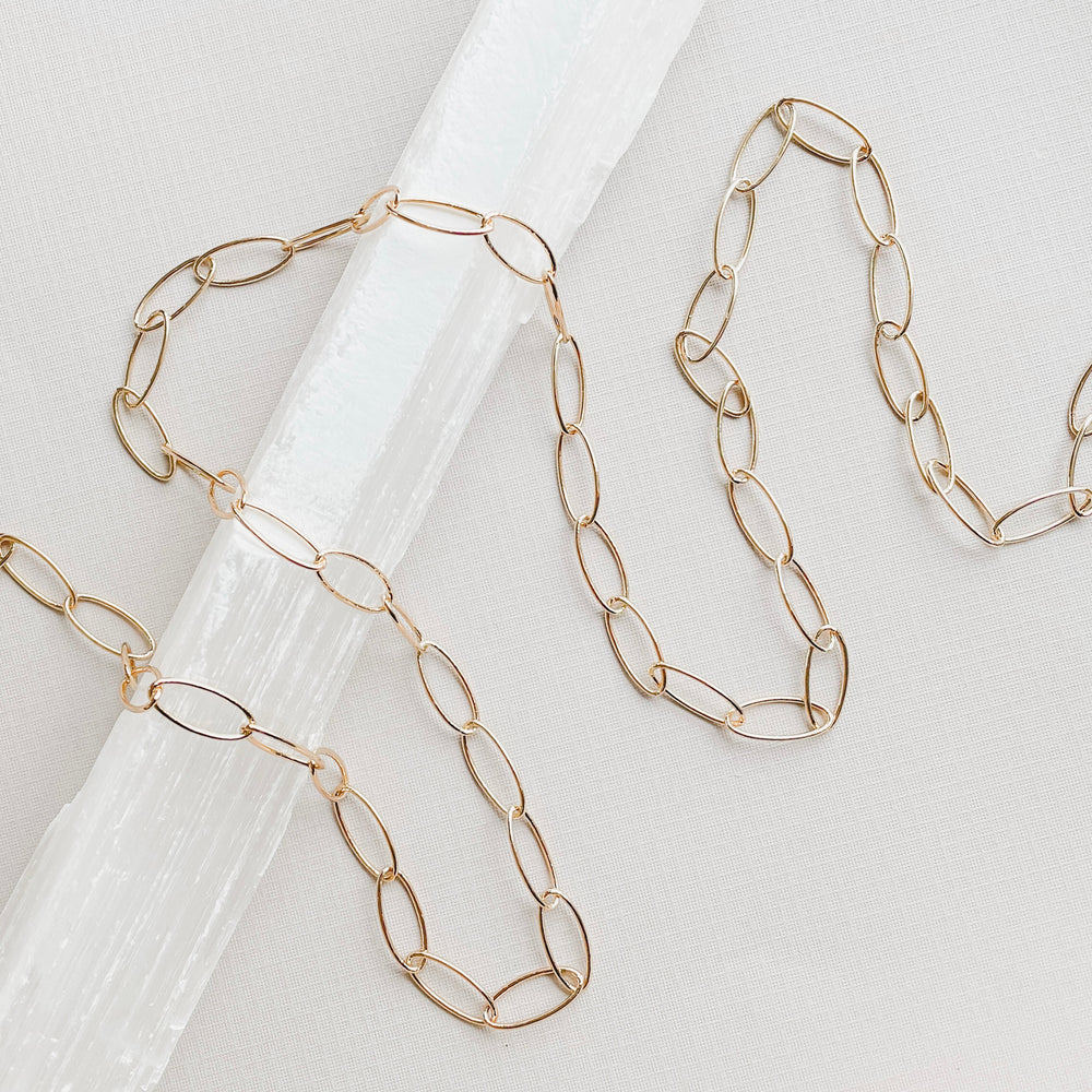 18mm Shiny Gold Rounded Paperclip Chain