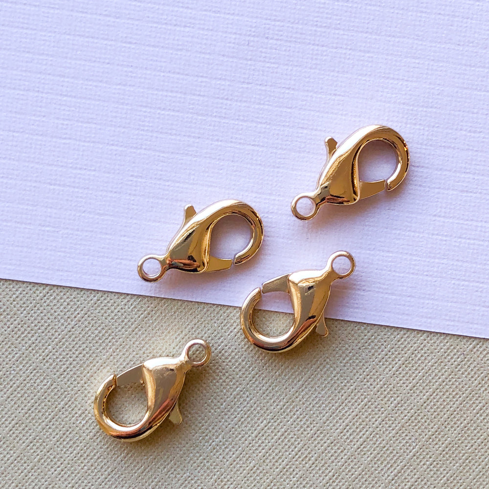 15mm Shiny Gold Lobster Claw Clasp - Pack of 4 - Christine White Style