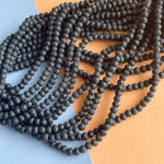 4mm Matte Black Faceted Chinese Crystal Rondelle Strand
