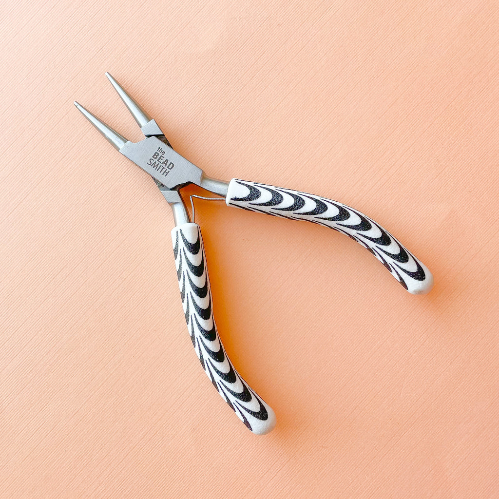 Beadsmith Jewelry Micro Pliers Duckbill Flat Nose With Zebra
