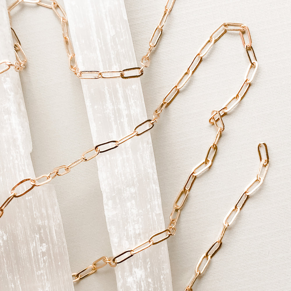 8mm Shiny Gold Flat Paperclip Chain