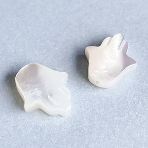 10mm Mother of Pearl White Hamsa Hand - 2 Pack