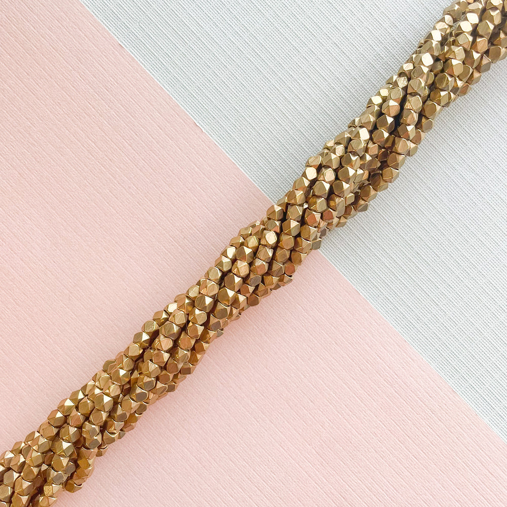 3mm Bronze Faceted Brass Nugget Strand