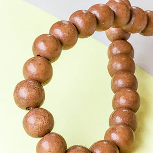 8mm Brown Wood Rounds Strand - Christine White Style