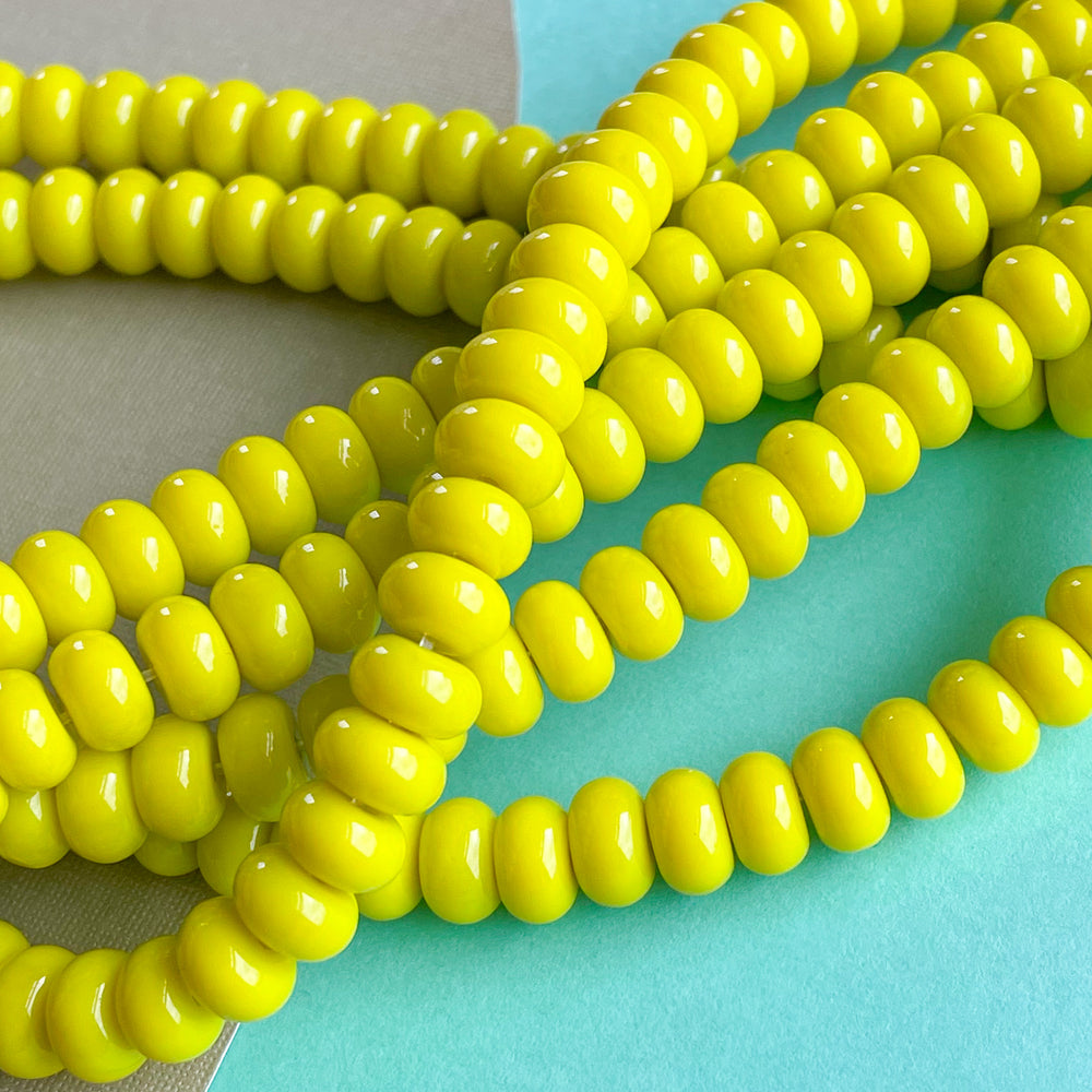 8mm Chartreuse Glass Rondelle Strand