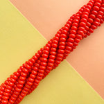 8mm Coral Red Glass Rondelle Strand