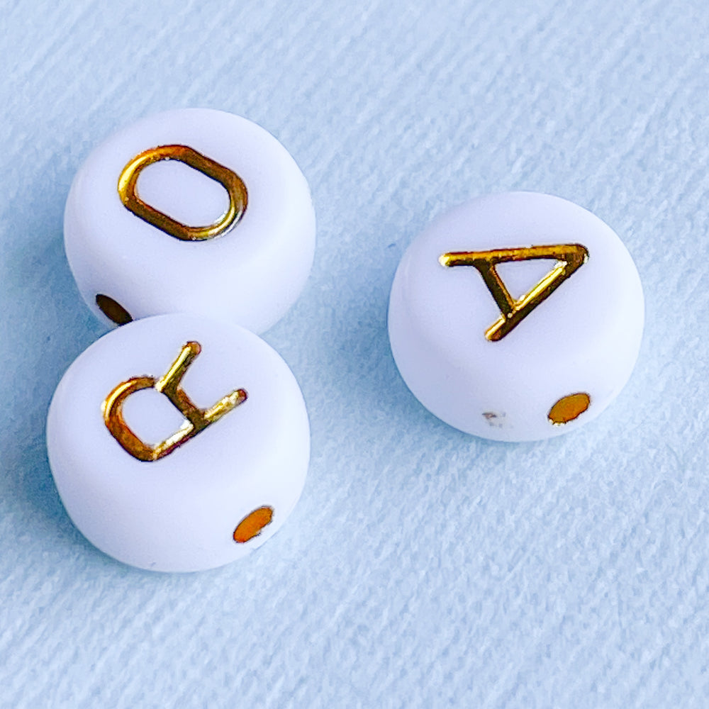 7mm Gold Letter Acrylic Coin Bead Pack