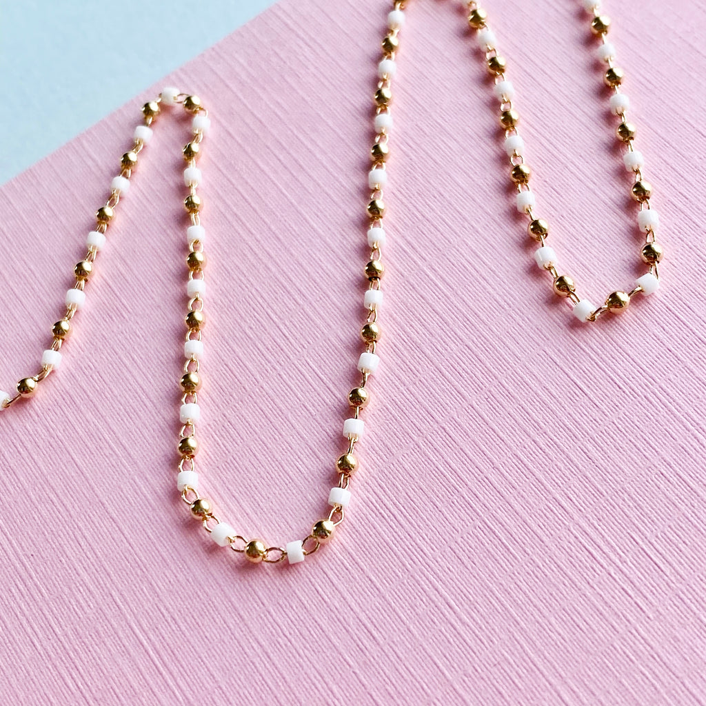 2mm White and Gold Bead Chain Beads, Inc.