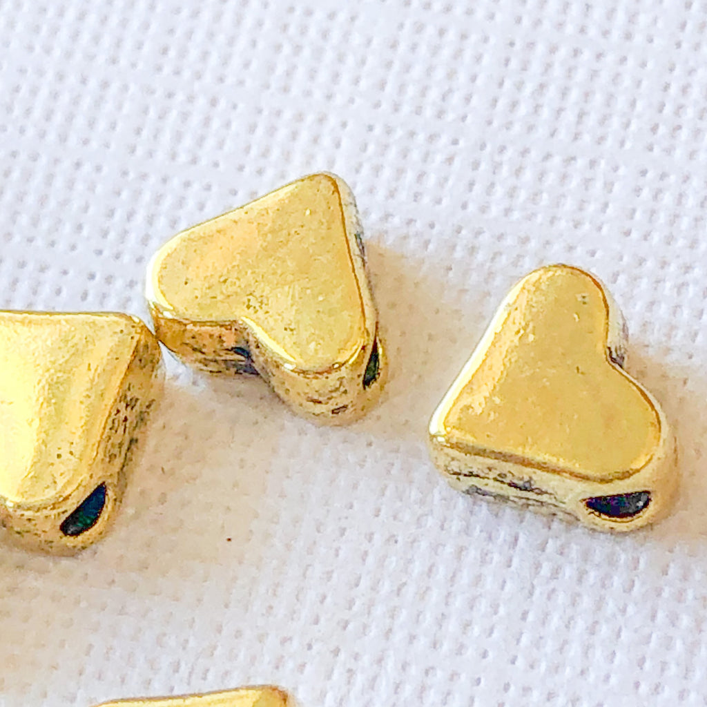 5mm Center-Drilled Gold Pewter Heart Bead - 20 Pack – Beads, Inc.