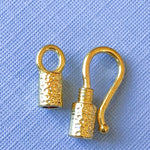 12mm Gold Textured Shepherd's Hook Clasp - 4 Pack