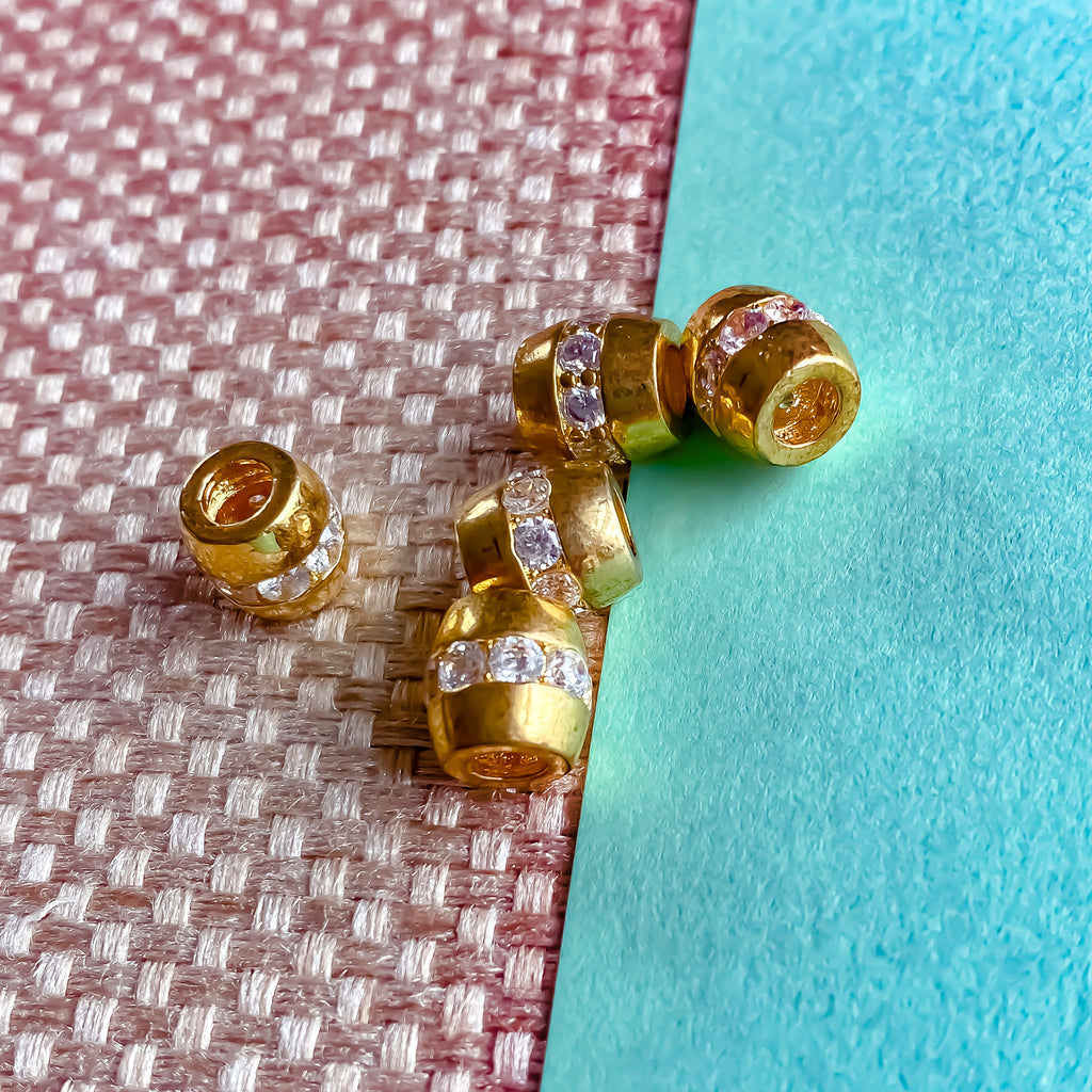 8mm Heavy Gold Plated LargeHoled Pave Accent Bead Beads, Inc.