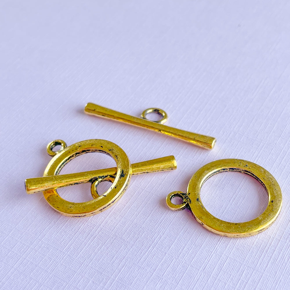 35mm Distressed Gold Toggle Clasp - 2 Pack