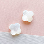 14mm Grade A White Mother of Pearl Faceted Quatrefoil - 2 Pack