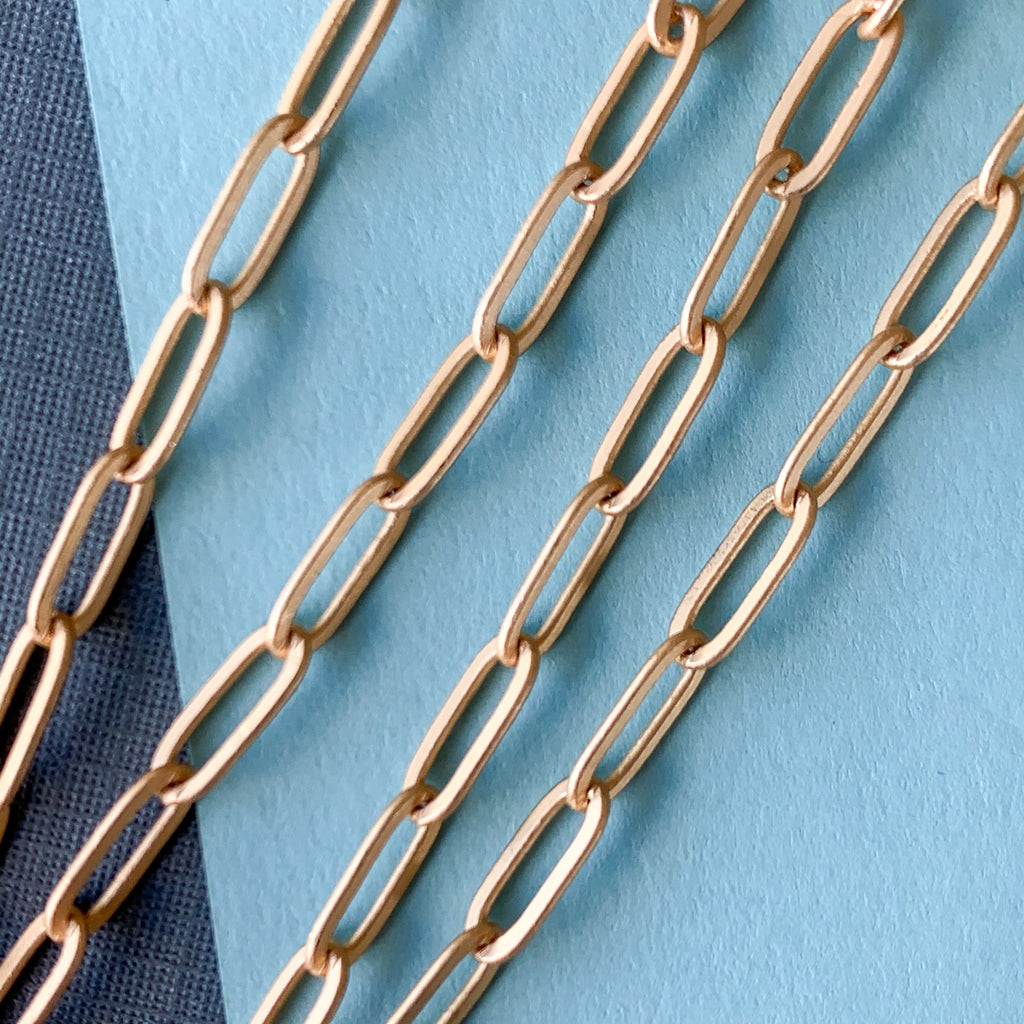 11mm Brushed Gold Plated Paperclip Chain – Beads, Inc.