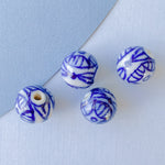 12mm Geometric Hand-Painted Chinoiserie Rounds - 4 Pack