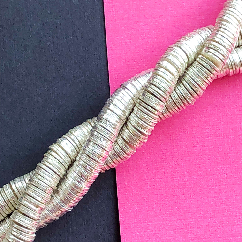6mm Brushed Silver Plated Heishi Strand