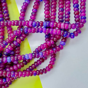 8mm Purple Party Smooth Dyed Jade Rondelle Strand
