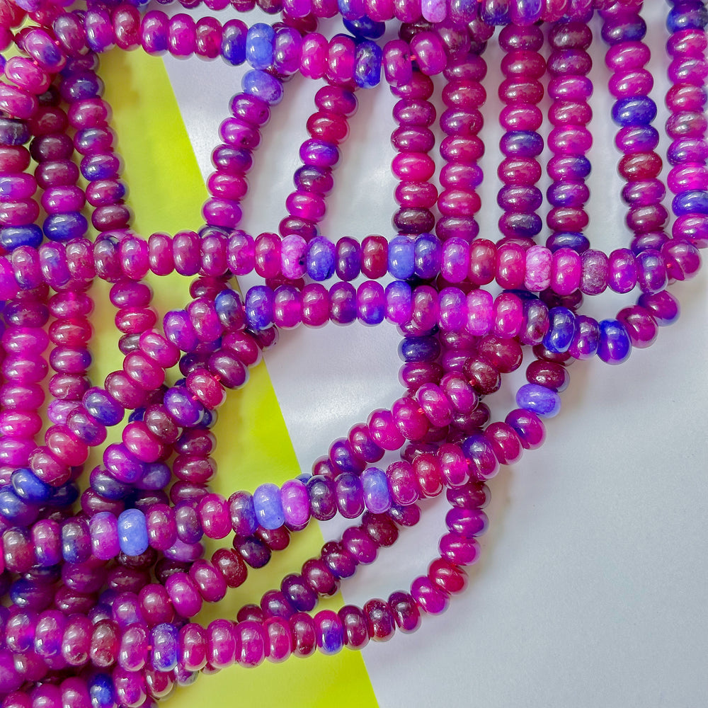 8mm Purple Party Smooth Dyed Jade Rondelle Strand
