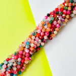 8mm Faceted Rainbow Dyed Agate Helix Cut Strand